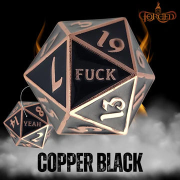 F*ck Yeah D20 Metal RPG Dice - Copper Black