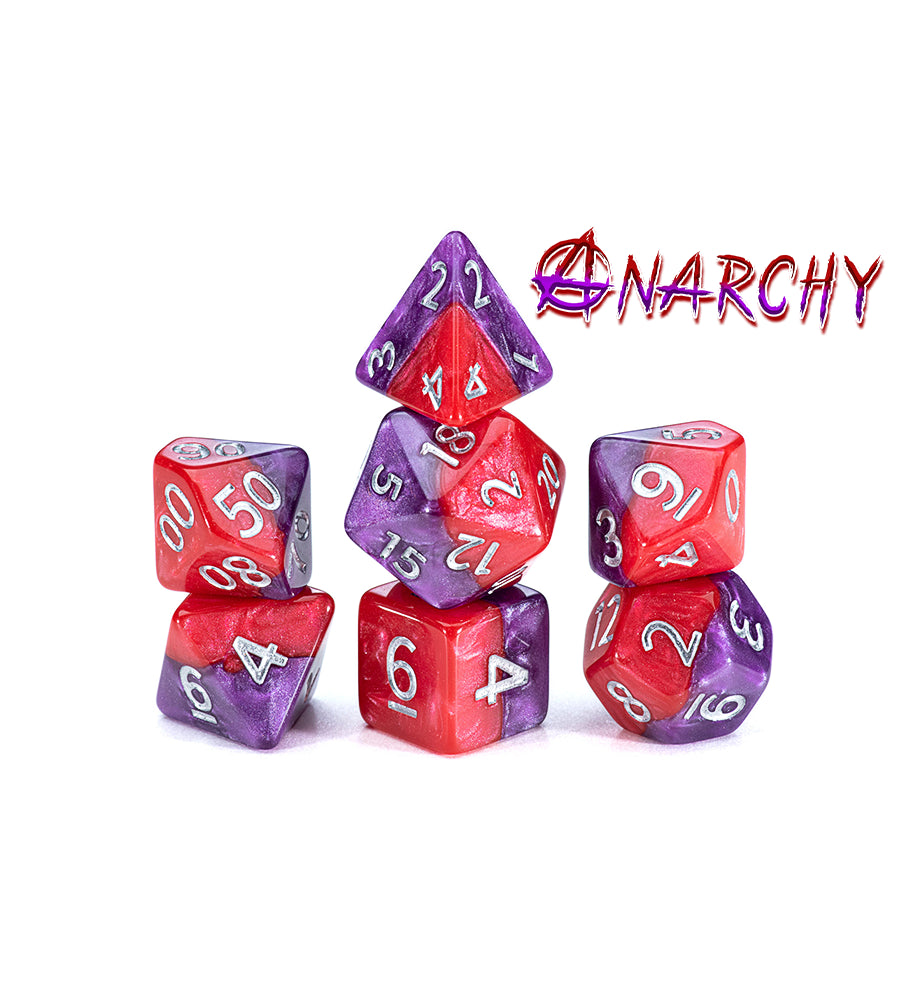 Halfsies Dice: Anarchy (7 Polyhedral Dice Set)