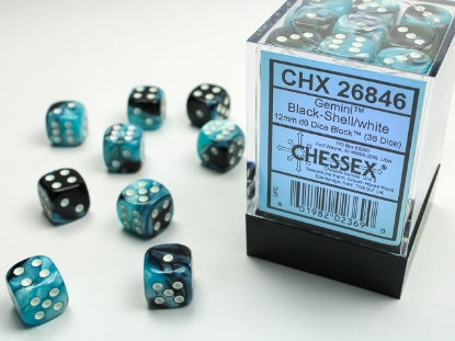 Gemini 5: 12mm D6 Black Shell/White (36)
