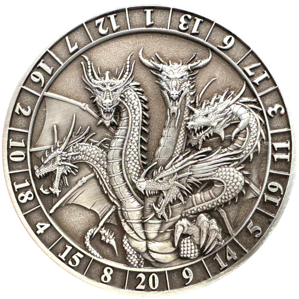 Dice Coin: d20 Five-Headed Dragon