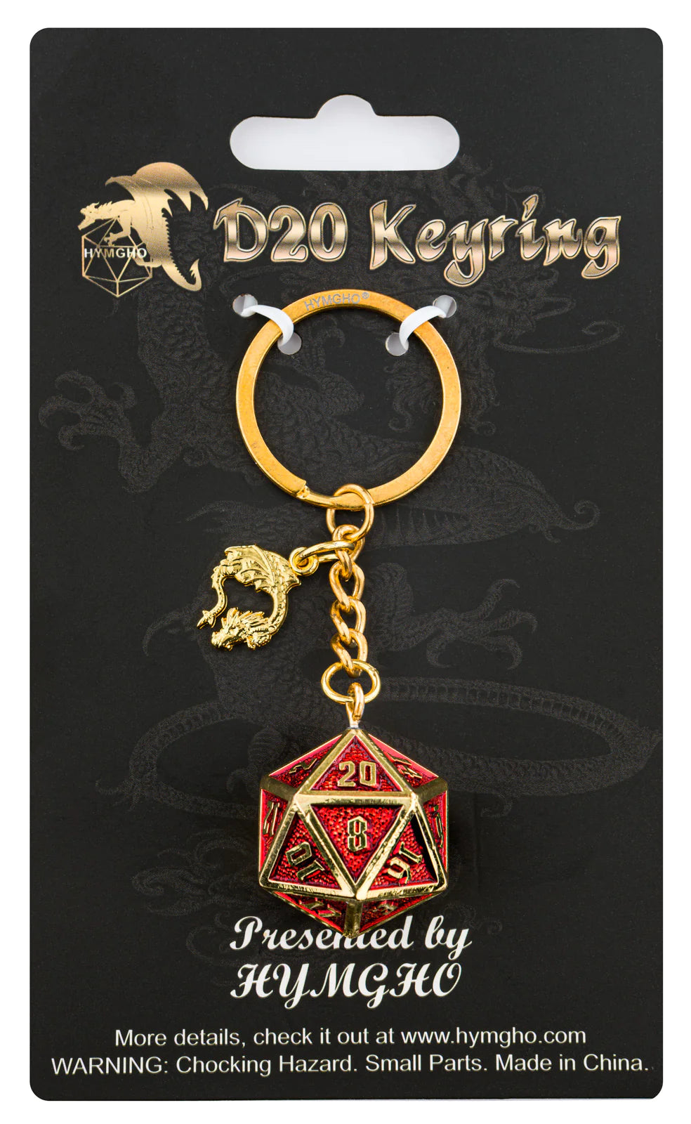 D20 Keychain Draconis - Gold and Ruby