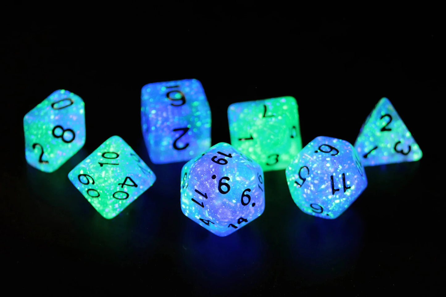 RPG Dice Set (7): Peacock Glowworm