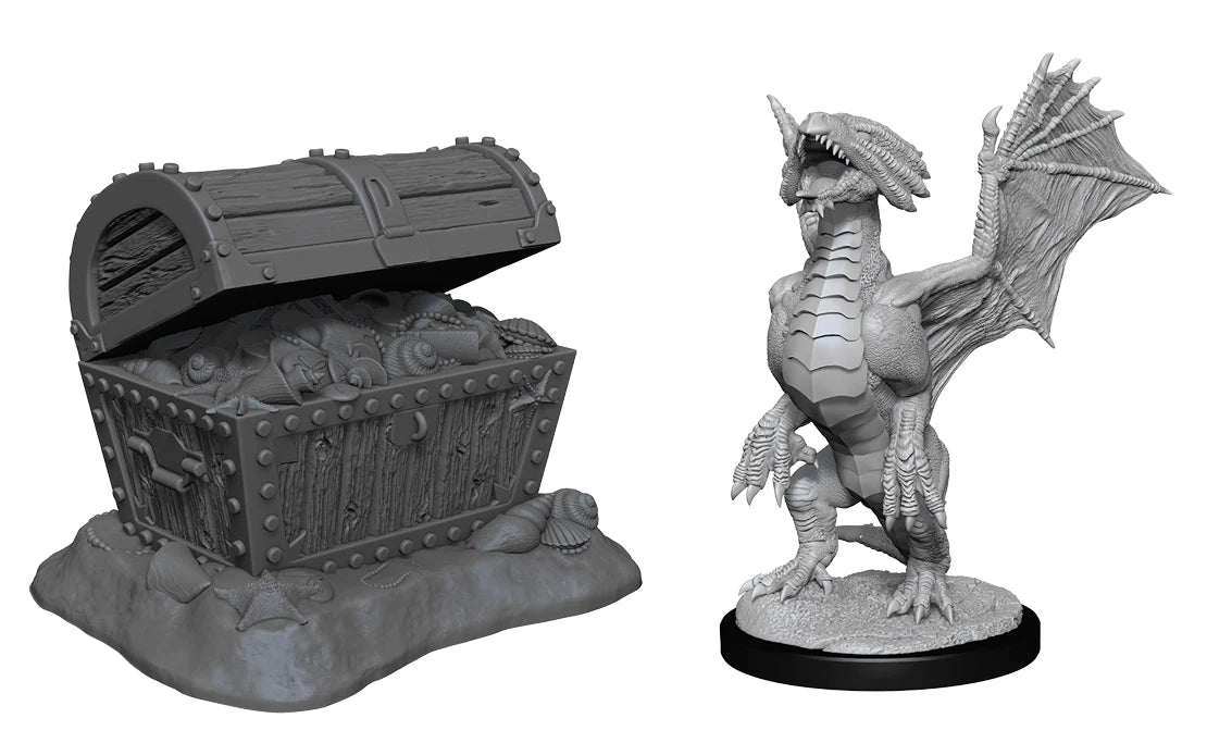 D&D Nolzur's Marvelous Miniatures: Bronze Dragon Wyrmling & Pile of Sea found Treasure