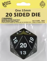 Koplow Black d20 55MM Spindown Die