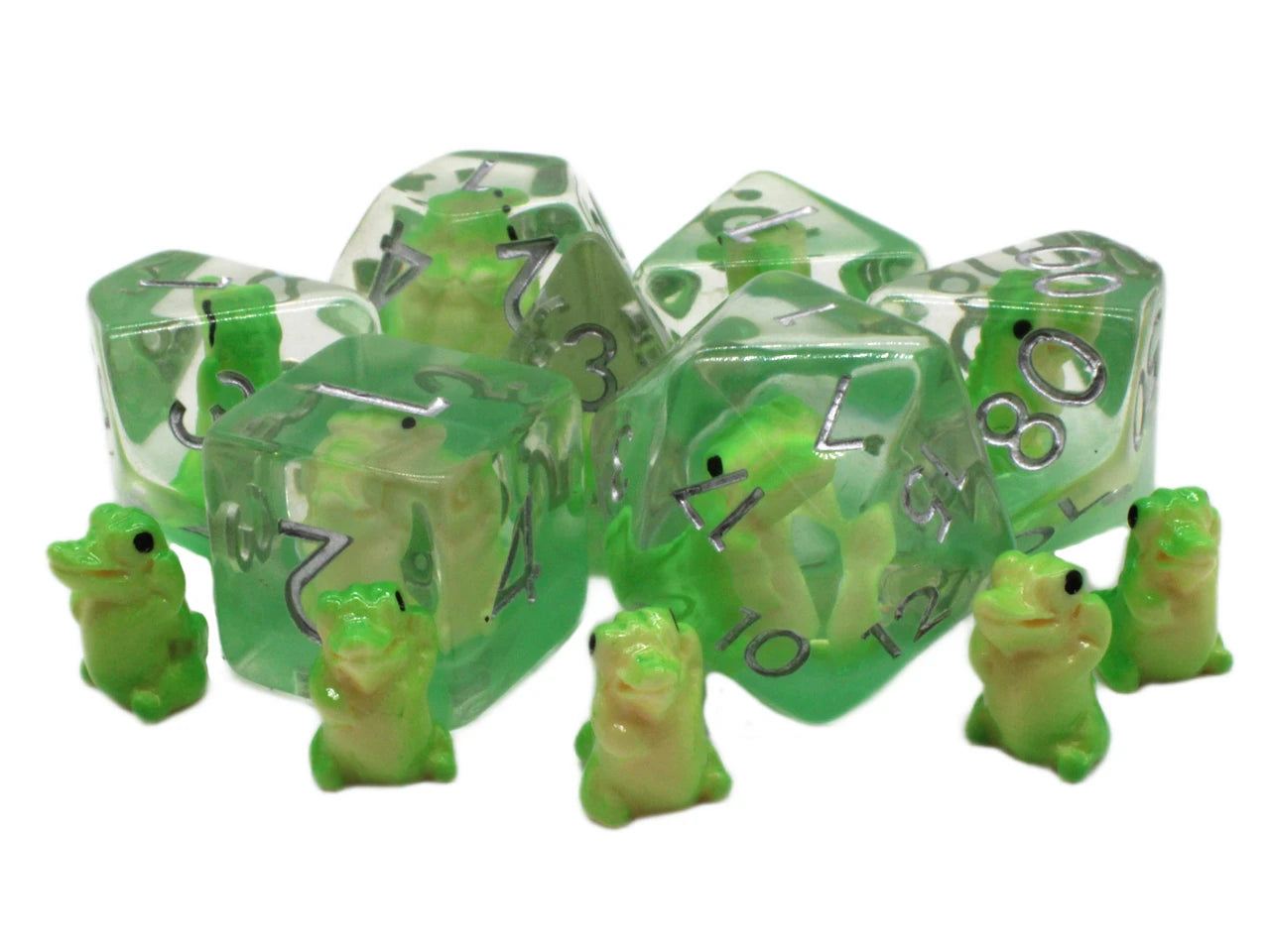 Old School 7 Piece DnD RPG Dice Set: Animal Kingdom - Crocodile