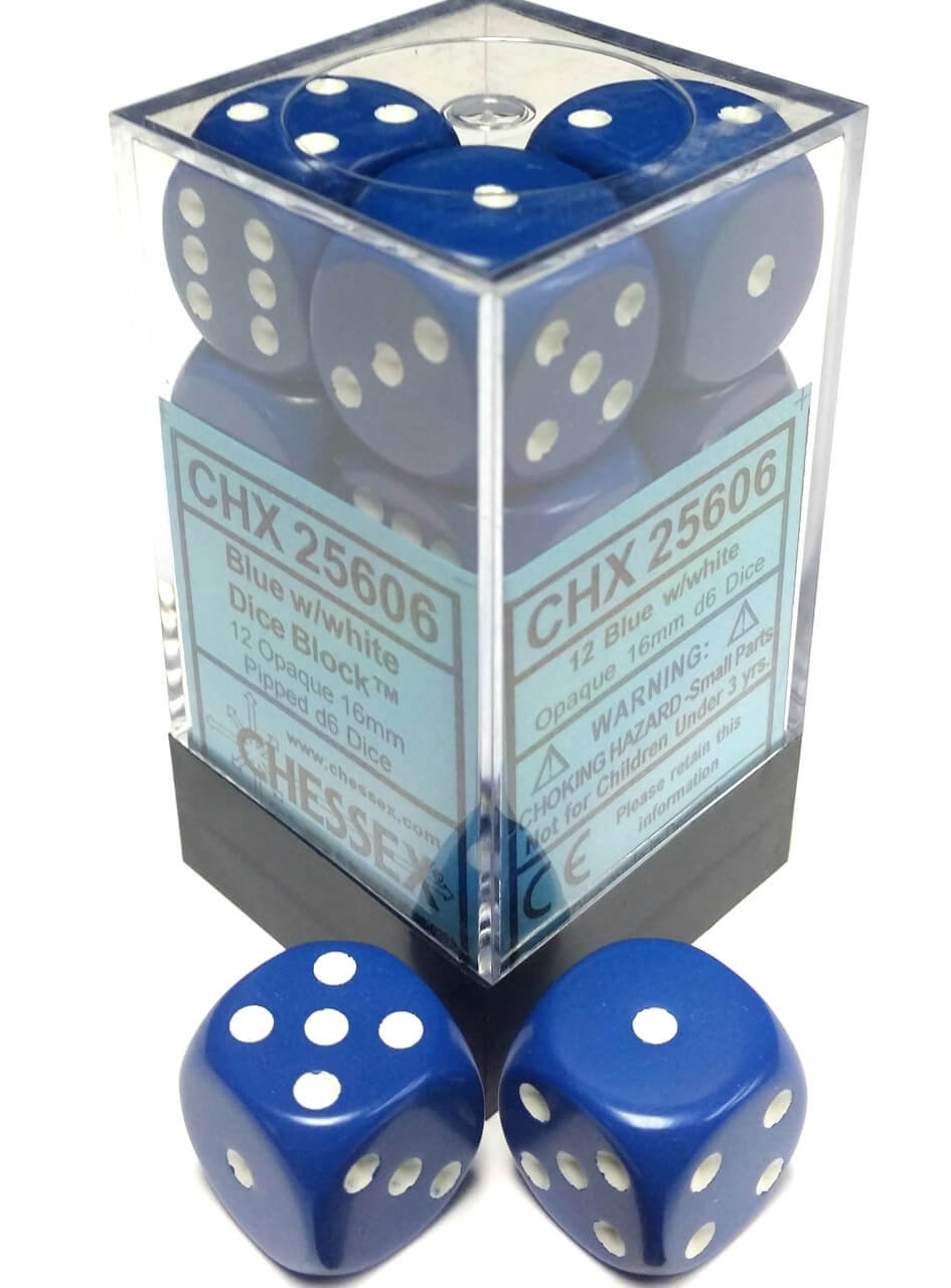 Opaque: 16mm D6 Light Blue/White(12)