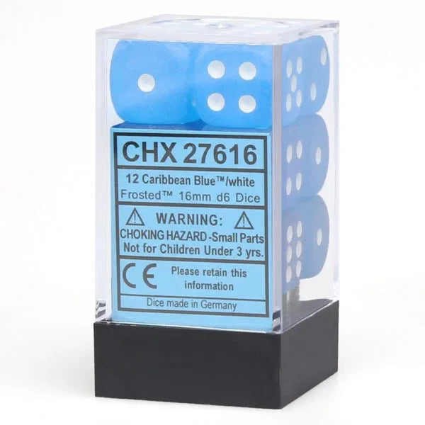 Frosted:16mm D6 Caribbean Blue/White Block (12)