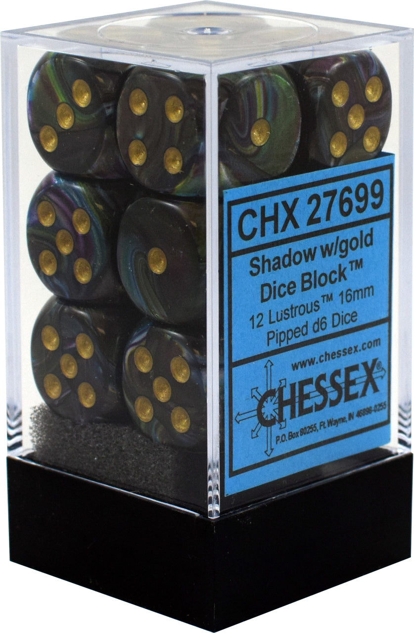 Lustrous: 16mm D6 Shadow/Gold/Black (12)