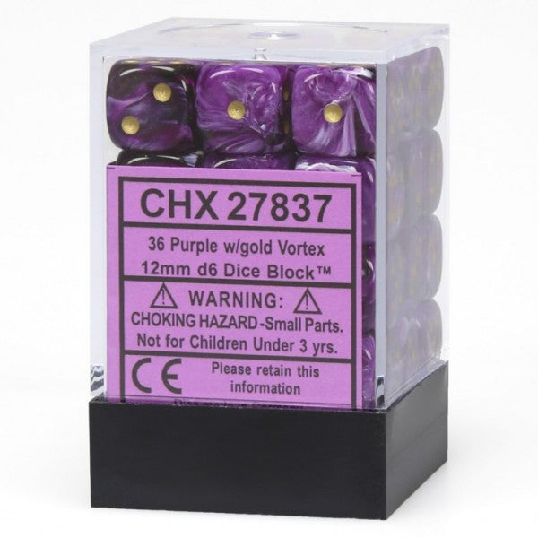 Vortex: 12mm D6 Purple/Gold/Black (36)