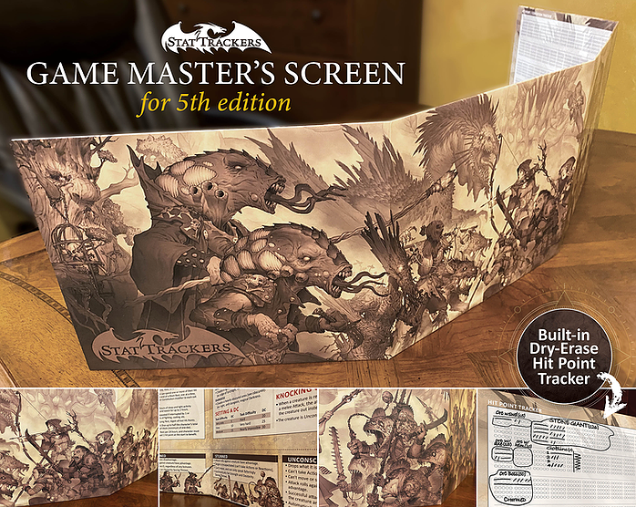 Game Master Screen for 5th E, Dry Erase Friendly!