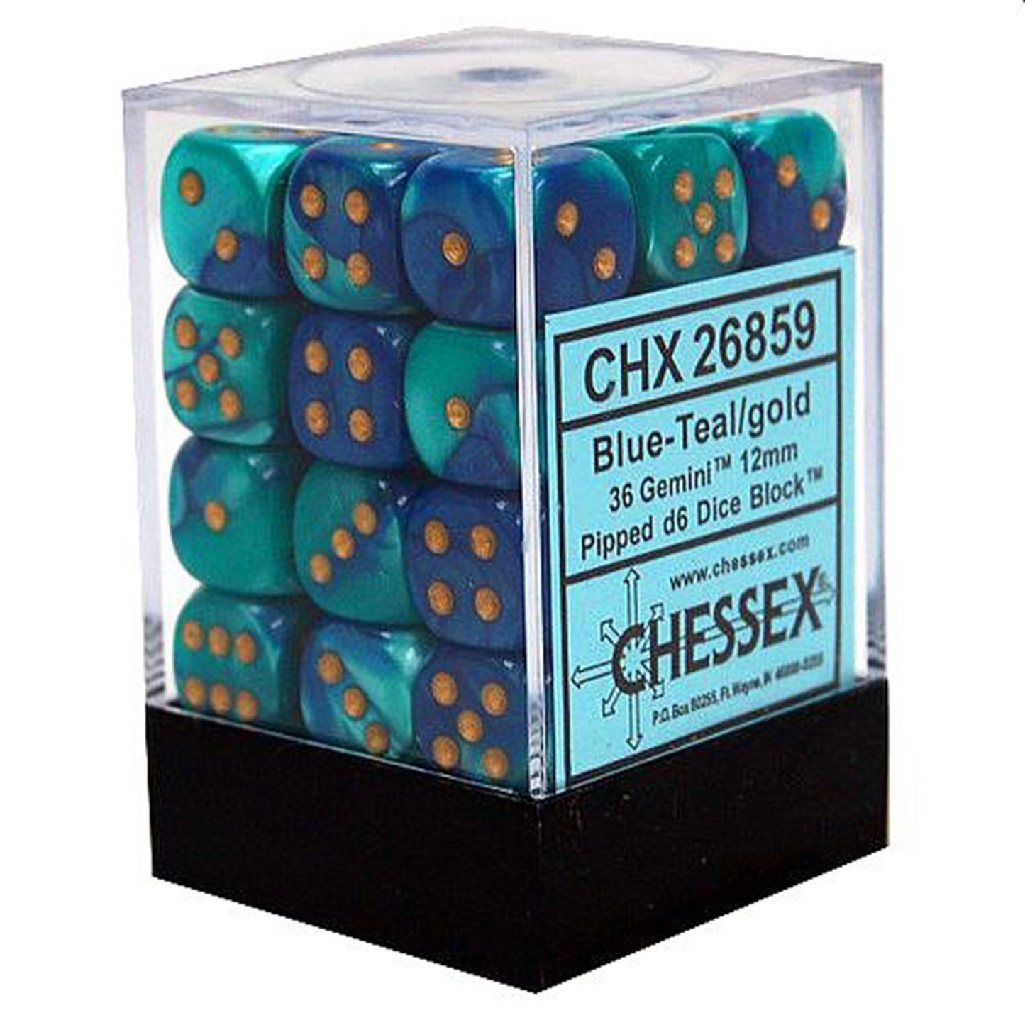 Gemini 7: 12mm D6 Blue/Teal/Gold (36)