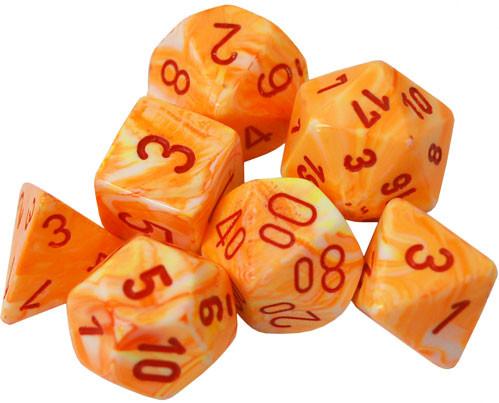 Dice Menagerie: Poly Festive Sunburst/Red (7)