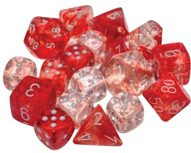 Nebula: Red/silver Luminary Set of Ten Luminary d10s
