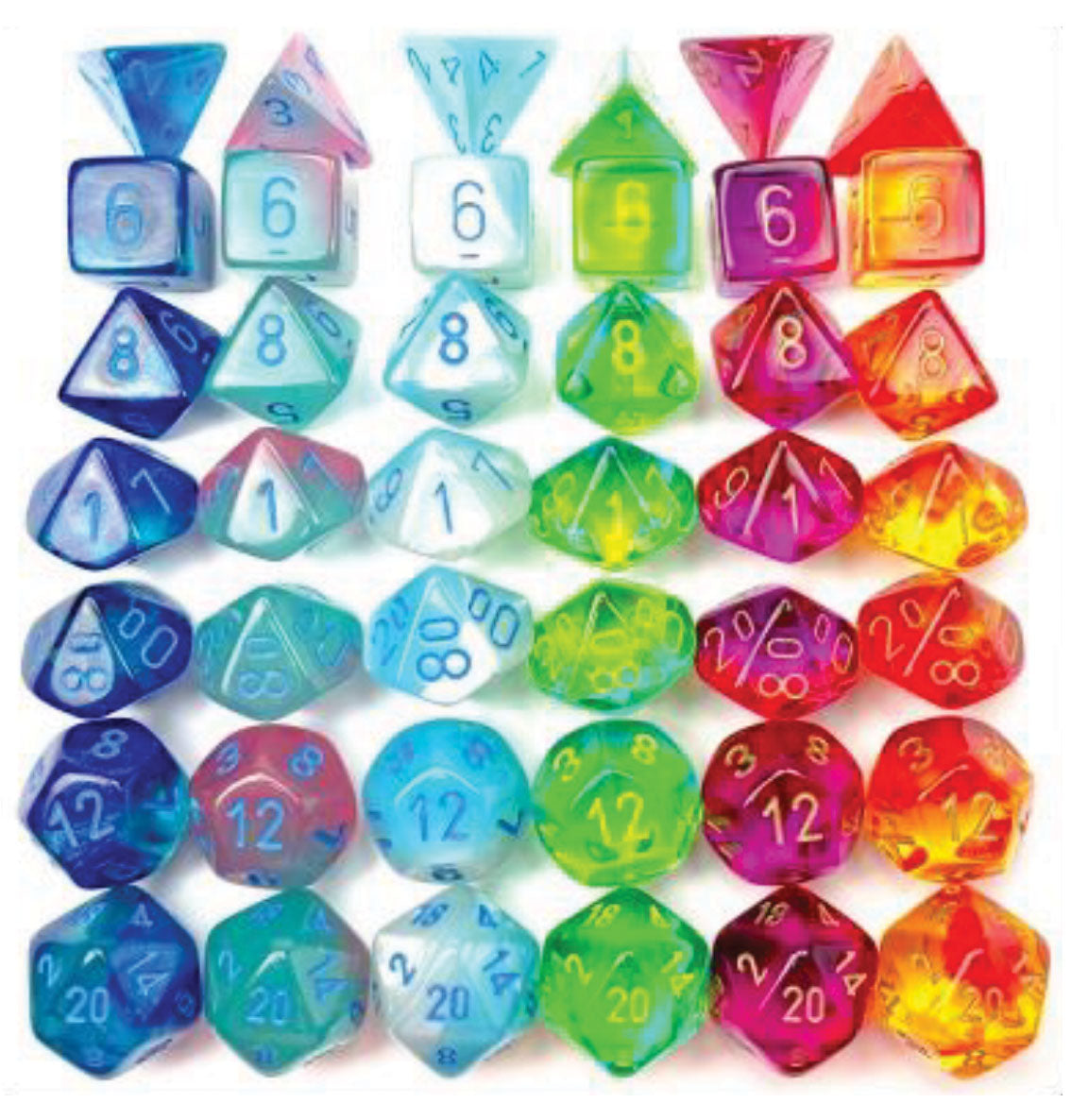 Gemini: Pearl Turquoise-White/blue Luminary Set of 10 d10s