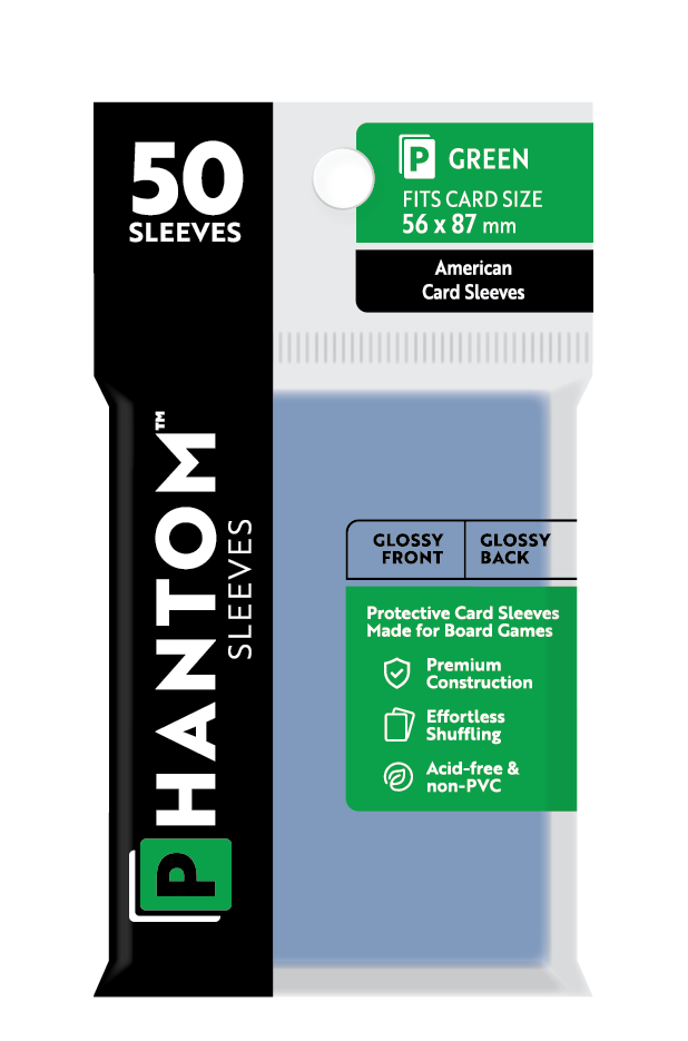 Phantom Sleeves: "Green Size" (56mm x 87mm) - Gloss/Gloss (50)
