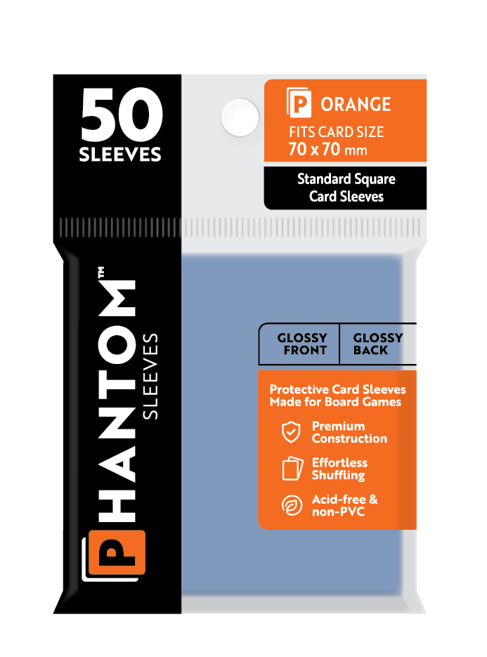 Phantom Sleeves: "Orange Size" (70mm x 70mm) - Gloss/Gloss (50)
