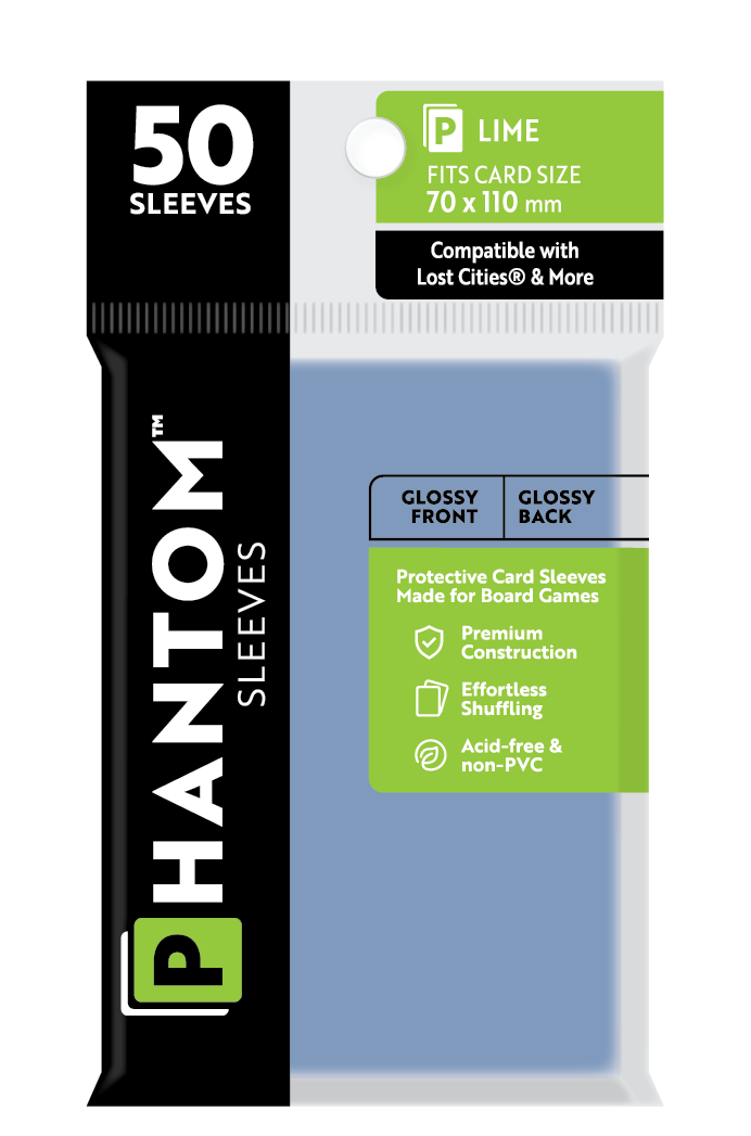 Phantom Sleeves: "Lime Size" (70mm x 110mm) - Gloss/Gloss (50)