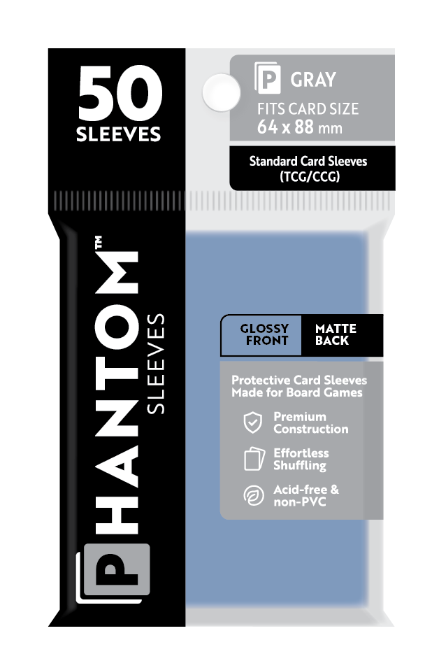 Phantom Sleeves: "Gray Size" (64mm x 88mm) - Gloss/Matte (50)