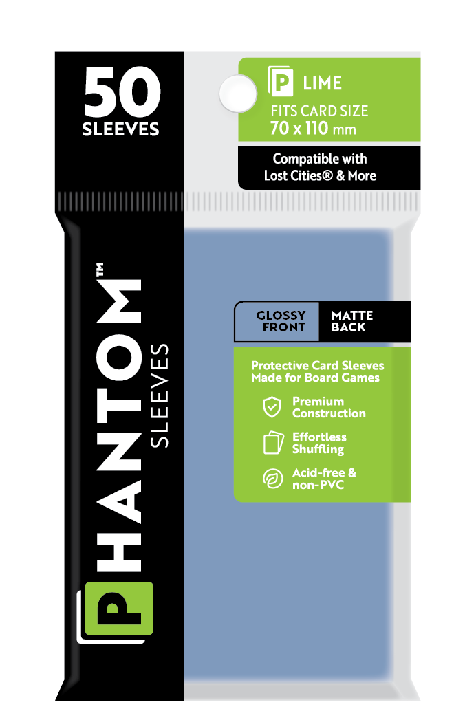 Phantom Sleeves: "Lime Size" (70mm x 110mm) - Gloss/Matte (50)