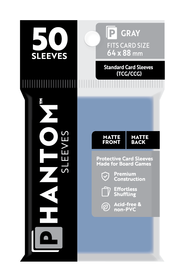 Phantom Sleeves: "Gray Size" (64mm x 88mm) - Matte/Matte (50)