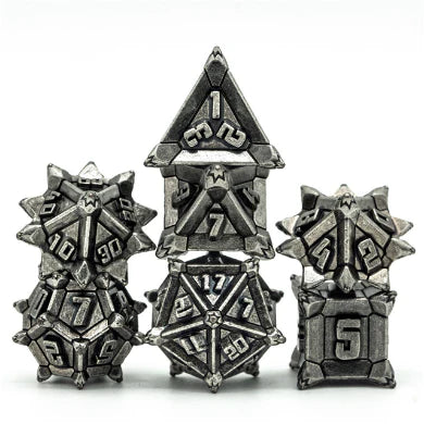 Foam Brain Games: Ancient Silver Flail Metal RPG Dice Set