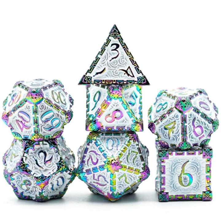 Foam Brain Games: Dagger of Venom: White Rainbow Metal RPG Dice Set