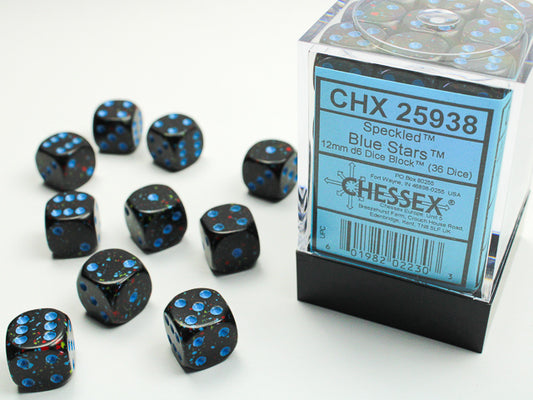 Speckled: Blue Stars 12mm D6 Block (36)