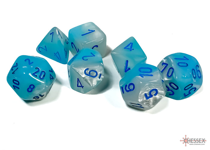Gemini: Poly Pearl Turquoise-White/blue Luminary 7-Die Set