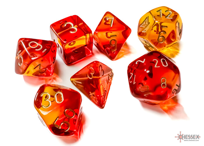 Gemini: Poly Translucent Red-Yellow/gold 7-Die Set