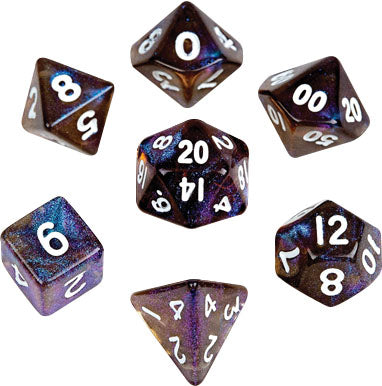 10mm Mini Stardust Acrylic Poly Dice Set: Galaxy (7)