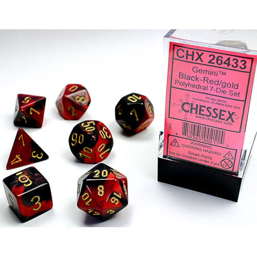 Glitter: Mini-PolyhedralBlack-Red/gold 7-Die Set