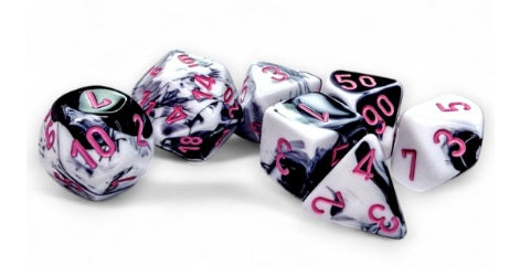 Gemini 2: Polyhedral Black-White/pink 7-Die Set