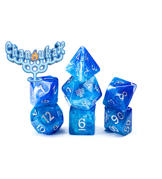 “Chanukah” Hanukkah Aether Dice (7 Polyhedral Dice Set)