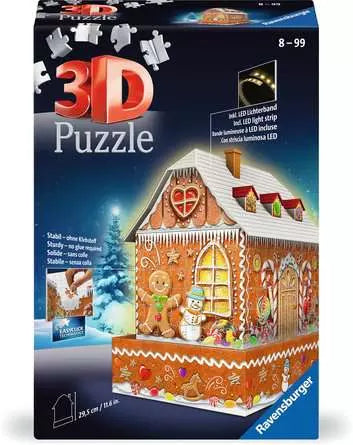 3D Puzzle Building Gingerbread House - Night Edition - 216 Pieces