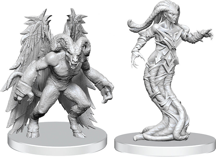 Pathfinder Battles Deep Cuts Unpainted Miniatures: Gylou (Handmaiden Devil) & Ferrugon (Rust Devil)