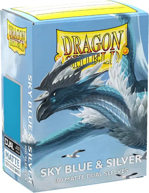 Dragon Shield Sleeves: Matte Dual - Sky Blue & Silver (100)