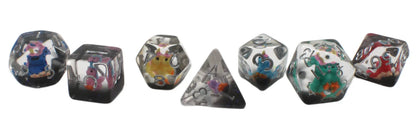 Old School 7 Piece DnD RPG Dice Set: Infused - 7 Color Unicorn