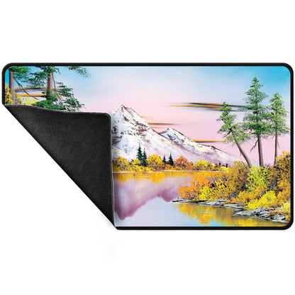 Playmat: Black Stitched- Bob Ross Mighty Mountain Lake