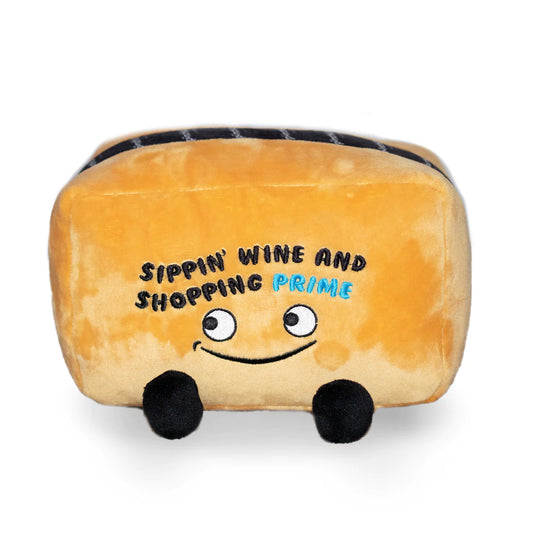 "Sippin' Wine and Shopping Prime" Plush Amazon Box