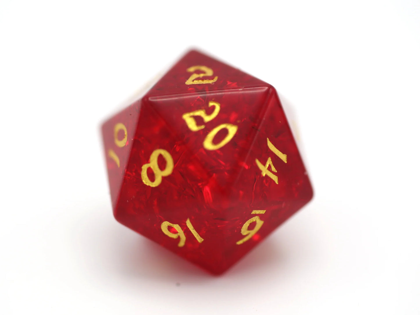 Single Gemstone D20 Dice - Blast Ruby Red