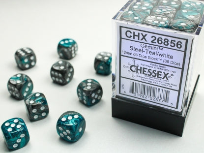 Gemini 6: 12mm D6 Steel Teal/White (36)