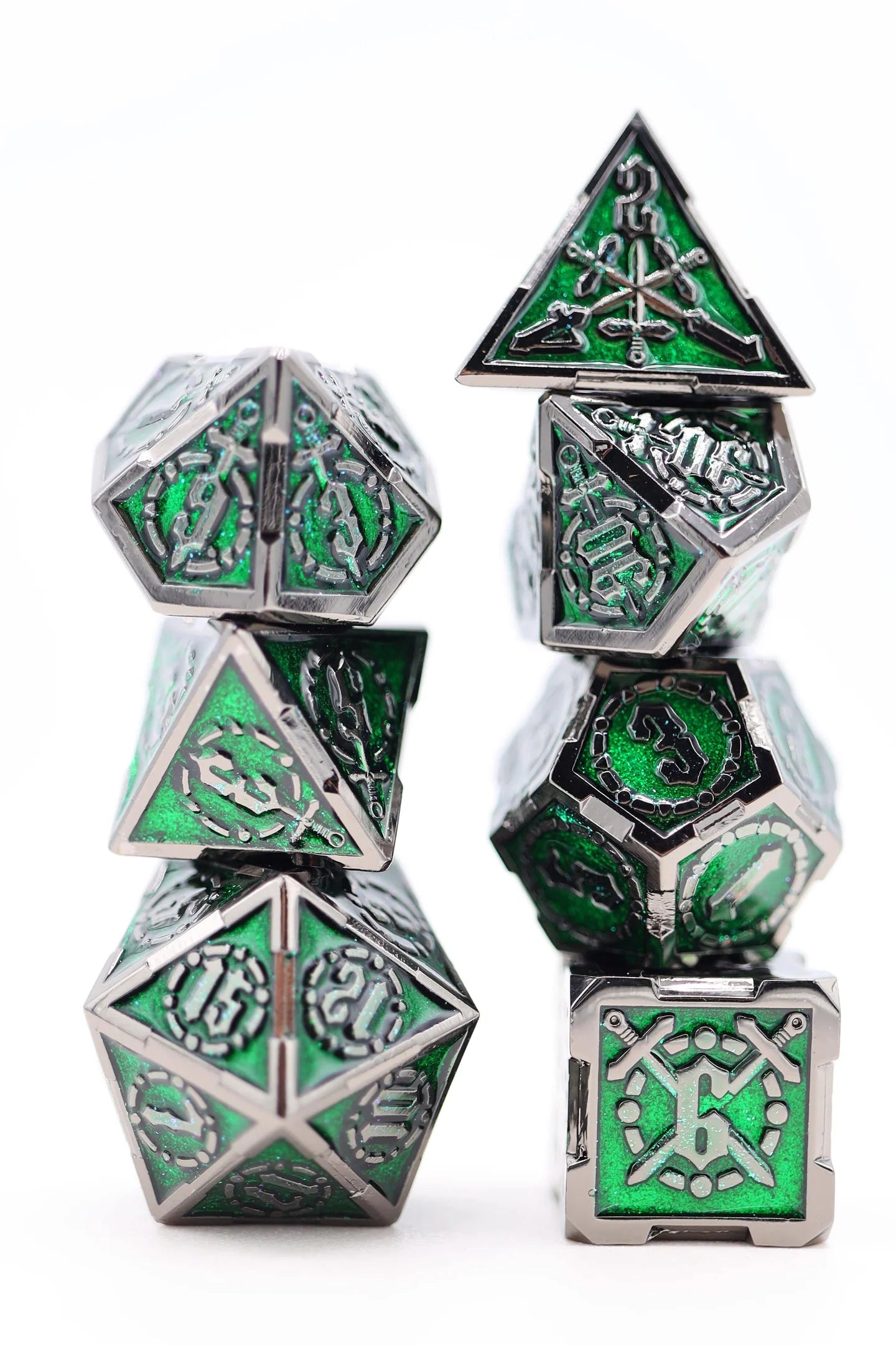 Enchanted Forest Sword Metal RPG Dice Set