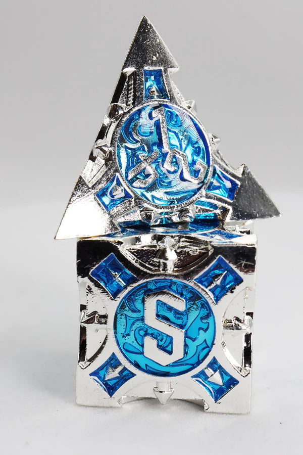 Foam Brain Games: Azure Lightning Arrow Metal RPG Dice Set