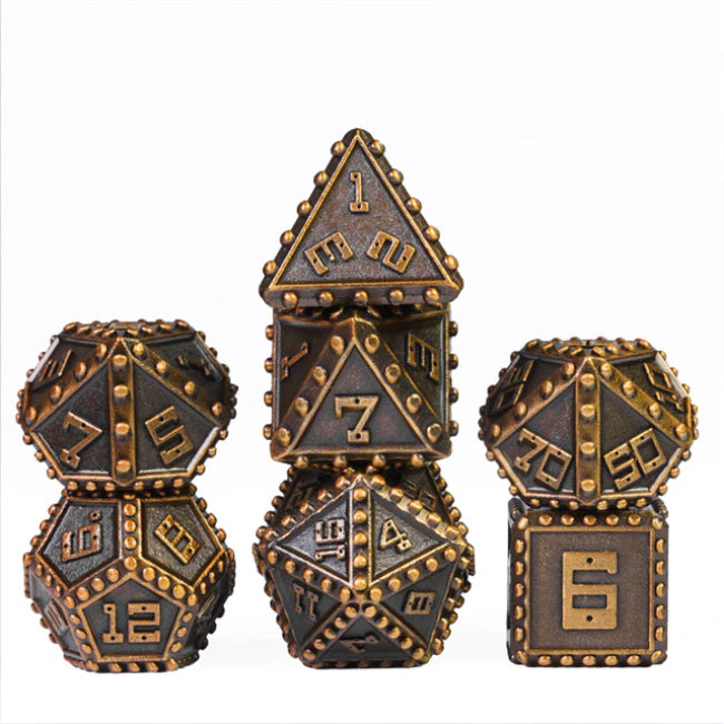 Gold Brigandine Armor - Metal RPG Dice Set