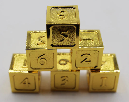 6 piece Metal D6's - Gold