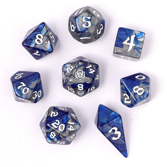 Wyrmforged Rollers - Rounded Edge 8 Piece Polyhedral Dice set - Paladin Steel