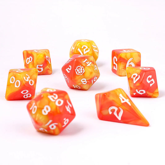 Wyrmforged Rollers - Rounded Edge 8 Piece Polyhedral Dice set - Fae Candy