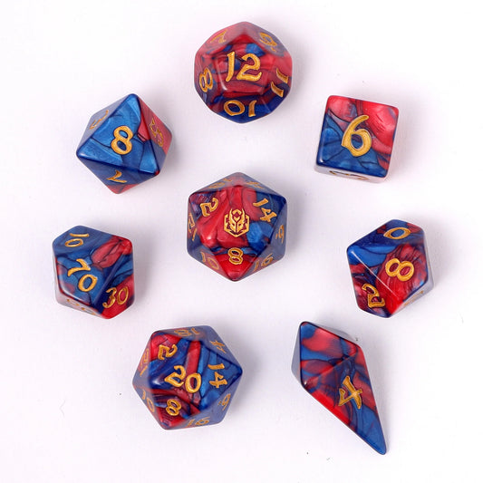 Wyrmforged Rollers - Rounded Edge 8 Piece Polyhedral Dice set - Stormcaller