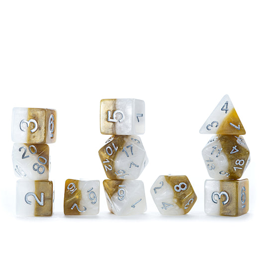 “Halo Dice” Halfsies Dice (7 Polyhedral Dice Set)