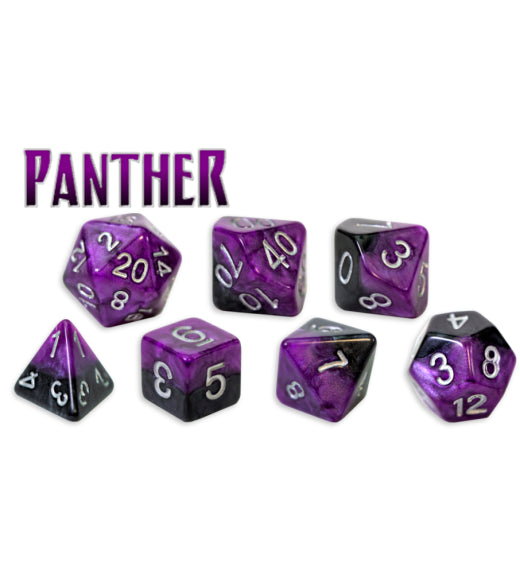 “Panther” Halfsies Dice (7 Polyhedral Dice Set)